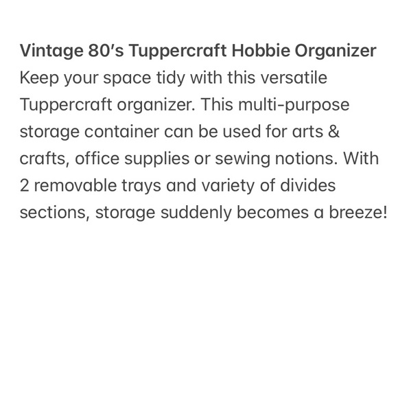 Vintage 80’s Tuppercraft / Tupperware Hobbie Organizer - Picture 10 of 11